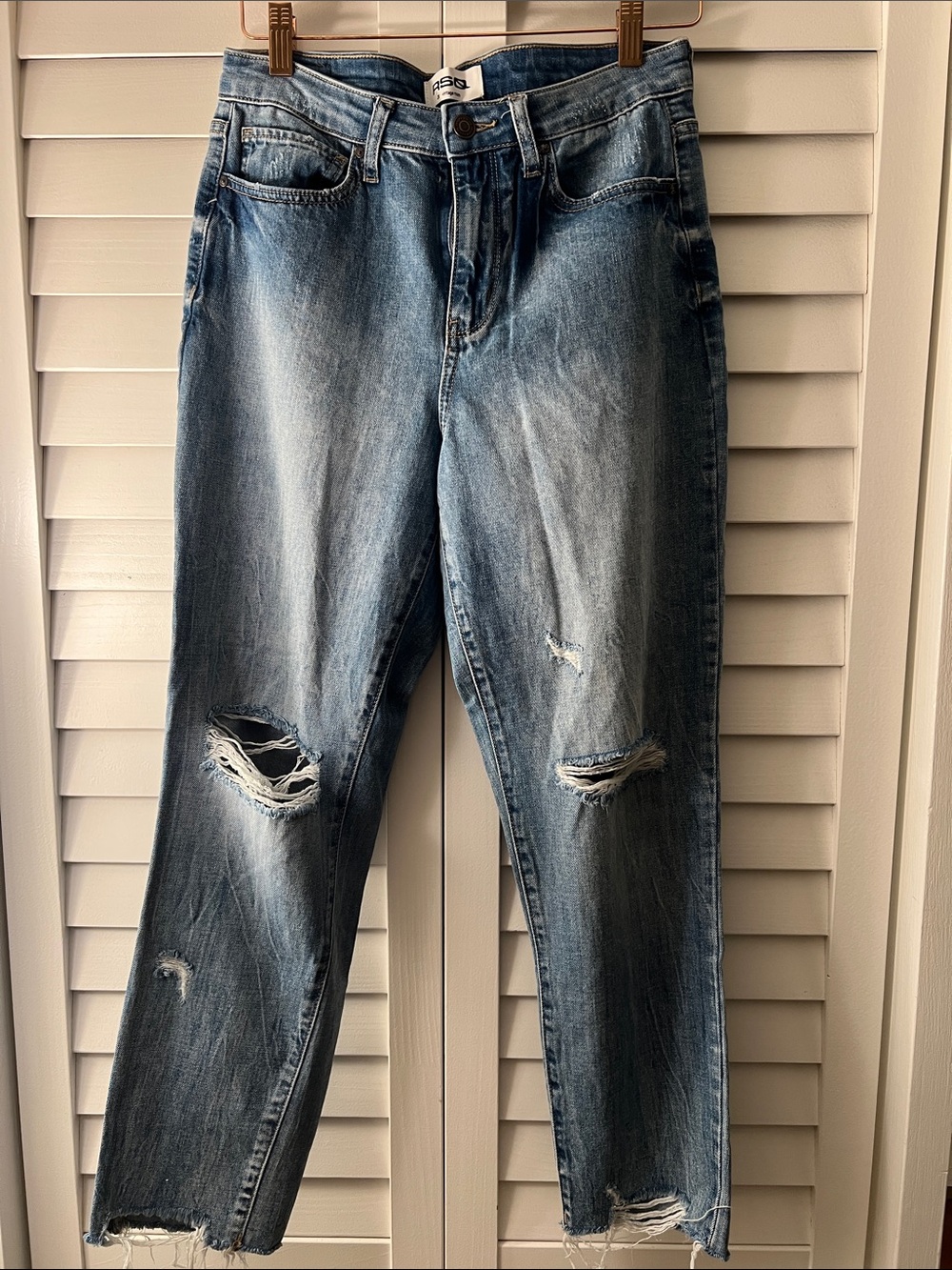 RSQ Women’s Slim Straight Distressed Blue Jeans